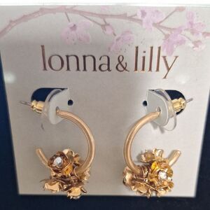 Lonna & Lilly Gold Hoop Earrings with Crystal Accents